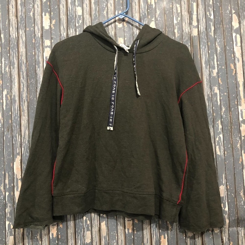 For The Republic Gray Hooded Pullover Love is Love Sweat Shirt Top XS